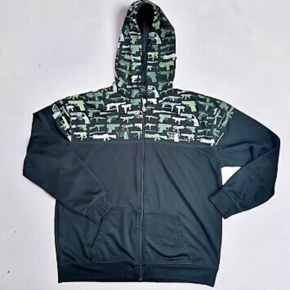 Camo Print Zip-Up Hoodie